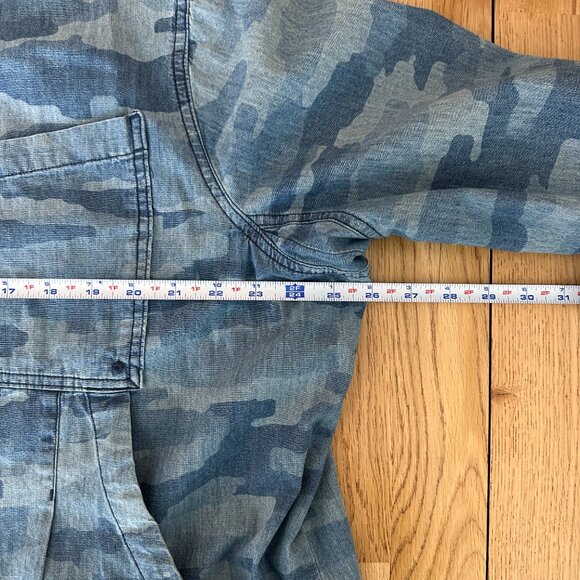 Duluth Trading Organic Cotton Chambray Blue Camo Garden Smock Sz XL - Picture 13 of 14